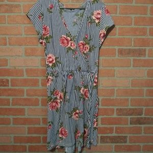 3X NWOT floral wrap dress stripe casual sportswear